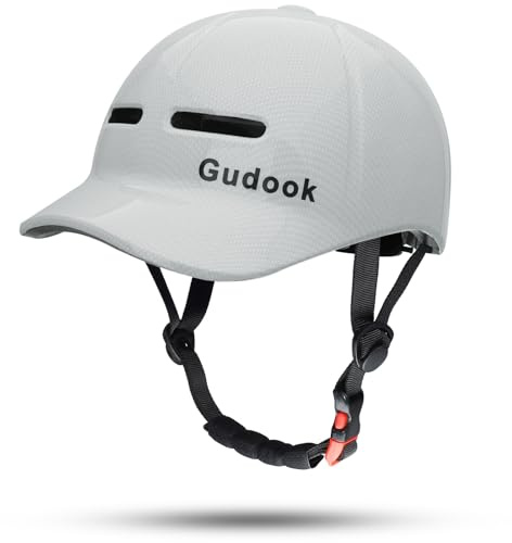 Gudook Casco da bici per adulti, uomini e donne, in stile cappellino da baseball - Casco da bici comodo, leggero, regolabile e certificato (Bianco, L)
