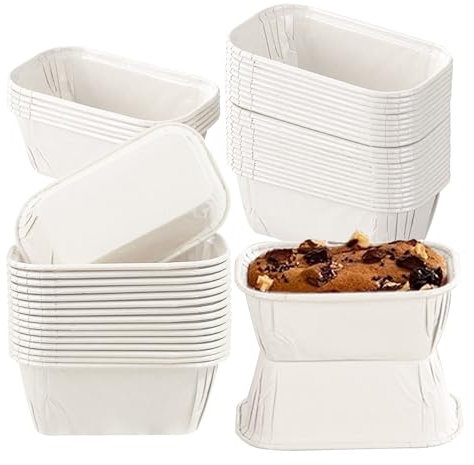 50Pcs Mini Loaf Cake Cases, Rectangular Mini Paper Loaf Tin, Greaseproof Paper Cupcake Liners, Greaseproof Moulds for Baking Bread Muffins