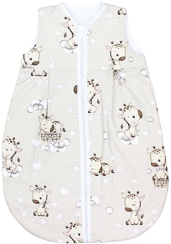 TupTam Baby Sommer Schlafsack 0.5 TOG aus OEKO-TEX zertifizierten Materialien, Farbe: Giraffe/Beige, Größe: 92-98