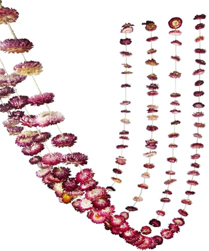 CEWUDA Ghirlanda di Fiori Secchi 320 cm 63 Capolini Viti Fiori di Gerbera Crisantemo Naturale Margherita Girasoli Ghirlanda Floreale per Decorazioni Nozze Bomboniere Arco Cimitero Festa Fai da Te