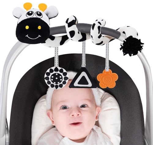 vocheer Hanging Toys for Car Seat Crib Mobile, Infant Baby Spiral Plush Toys for Crib Bed Stroller Car Seat Bar (Giraffe)