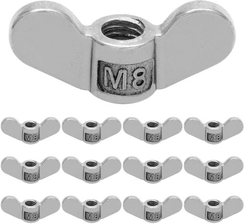 Auvotuis 12 tuercas de ala M8 304 de acero inoxidable tuerca de mariposa de tuerca de mariposa de mano sujetadores piezas de hardware (1/4 pulgadas)