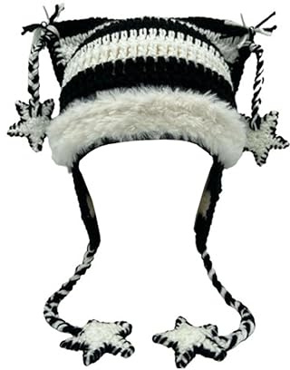 Kattmössa, Y2k, goth, stickad mössa, grunge, virkade dammössor, accessoar