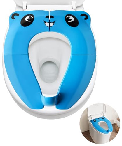 Asiento Inodoro Plegable para Niños, reductor de inodoro, Antideslizante Adaptador WC Niños, Antisalpicadura Viajes Potty Asiento Inodoro con 1 bolsa de transporte para niño y niña