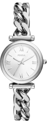 FOSSIL Orologio da donna Carlie Mini al quarzo in acciaio inossidabile a tre lancette, colore: argento (Modello: ES5331), Argento, Carlie Mini