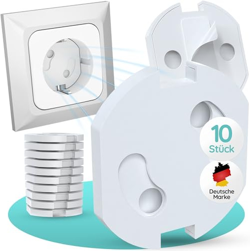 Homery Presa di sicurezza per bambini, 10 pezzi, protezione per prese di sicurezza per bambini, con meccanismo a rotazione, autoadesive con forte forza adesiva, protezione presa per bambini, colore