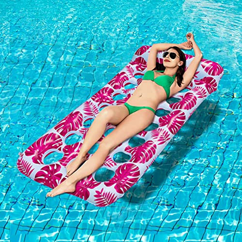 Earnmore Materassino Gonfiabile per Piscina, Amaca Gonfiabile Materassini con Rete, 180 x 80cm Materasso Amaca Galleggiante Poltrona Gonfiabile Piscina Acqua Galleggiante Letto Materasso(Rosa)