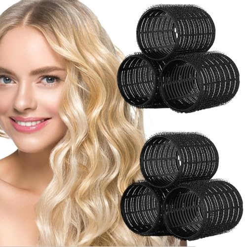 Cisolen 6Pcs Jumbo Hair Rollers, 60 mm Hairs Curlers Rollers Heatless Self Grip Velcro Curlers for Short And Long Hairs Salon Hairdressing Curler for Curling And Styling Hair Self Holding DIY