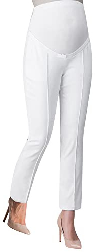 Accesorios para el embarazo Mujeres Pantalones de maternidad Ropa de carrera Pantalones de trabajo Oficina por encima del bulto Ropa de maternidad Pantalones Leggins, Blanco, S