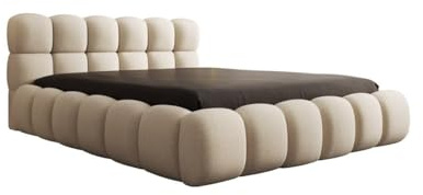 Luxusbetten24 Designer Polsterbett Boston Bouclé 180x200 mit Stauraum | Bezug: Bouclé | Farbe: Beige