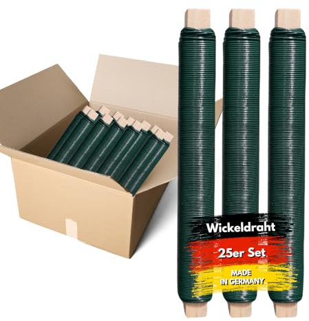 JK Trends Premium Wickeldraht grün 1000 m - 25er Set ⌀ 0,65mm - Basteldraht für Blumen, Garten, Haushalt, Werkstatt, Hobby, Bastelspaß, langlebiges Werkzeug für viele Anwendungen