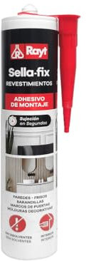 Laboratorios Rayt | Adhesivo de Montaje Sella-Fix Revestimientos, 300 ml | Blanco | Sin Disolventes | Interior | Rápido | Paredes, Frisos, Barandillas, Marcos de Puertas, Molduras Decorativas
