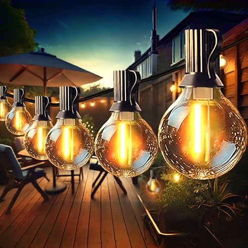 taiyongkang Guirnaldas luces exterior, 10M Guirnalda de Luces Exterior con 12+1 LED, IP44 Antifracturas, Guirnaldas Luminosas Exterior y Interior para Terraza Jardín Patio