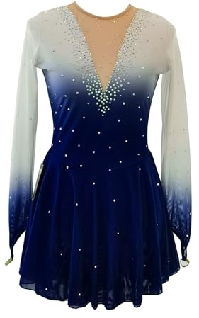 LIUHUO Robe de patinage artistique pour enfants et adultes - Quatre couleurs - Bleu marine