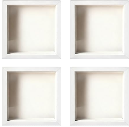 YOFAPA 4 Pack Shadow Box Frame, 8.7x8.7 in, White Deep Box Frames 1.8 in Thick, 1.2 in Display Depth, Box Frames for Crafts 3D Deep, Tabletop or Wall Mount