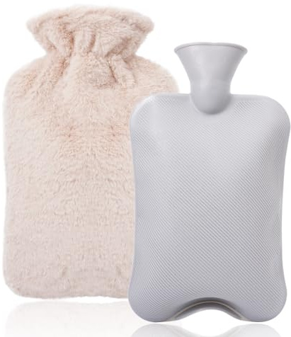 BARJEAR 2L Wärmflasche mit weichem Bezug, Wärmeflasche Sicher und Langlebig Wärmeflasche für Familie，Heißwasserbeutel ideal zur Schmerzlinderung Sichere，Geschenk für Frauen und Erwachsene