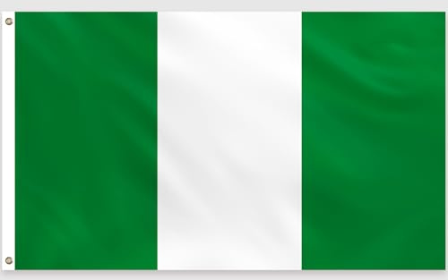 PartyYaa Drapeau Nigeria 150x90cm Drapeau Nigérian Impression Unilatérale avec 2 Oeillets en Laiton Imperméable pour Fête Nationale Aïd al-Adha Coupe du Monde Routes Jardin Bar Party