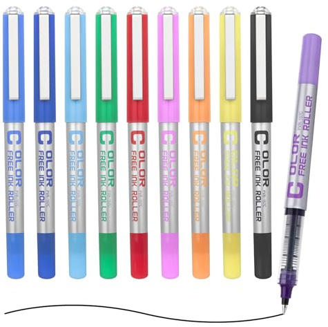 EYEYE Penna roller con inchiostro liquido, punta extra fine, 0,7 mm, punta ago in 10 colori