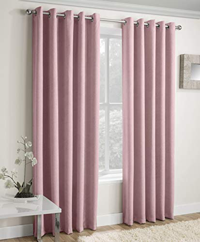 Enhanced Living Vogue Blush Pink 66 x 72 inch (168x183cm) Eyelet Thermal Noise Reducing Dim Out Curtains for Bedroom and Living Room