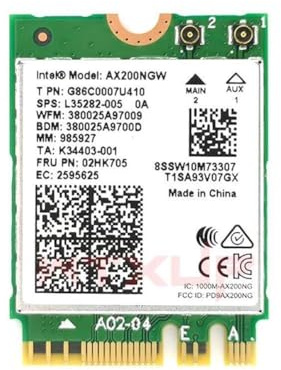 Dual Band Wireless Card for Intel AX200 WiFi 6 Adapter 2.4GHz 574Mbps/5GHz 2.4Gbps 802.11AX Network Card Supports Bluetooth 5.0 Wireless Network Adapter