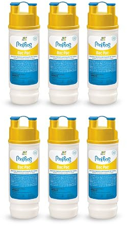 FROG Bac Pac Replacement Chlorine Cartridges for use with Pool FROG Model 5400 and 6100 Cyclers - Prefilled for Easy & Convenient Pool Sanitizing & Water Care - 6 Pack
