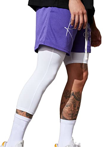 Smatstyle Men's Leggings Compression Sports Trousers Single Leg 3/4 Base Layer Basketball Trousers Quick Dry Fitness Running