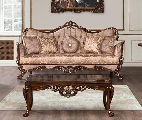 JV Möbel Sofa 3 Sitz Klassischer 3er Stoff Dreisitzer Sofas Couch Wohnzimmer Barock Stil