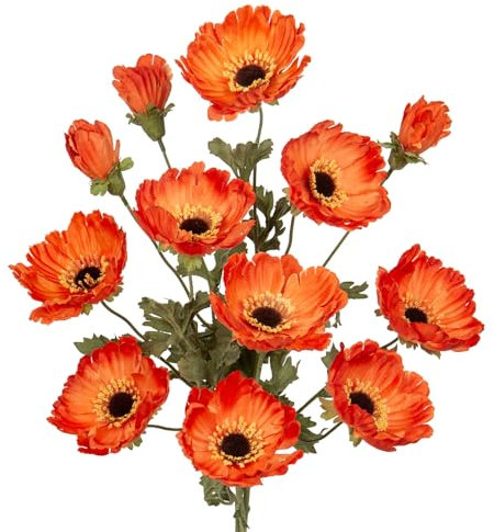 Hollyone 3PCS Artificial Poppies with 28'' Long Stem, Orange Fake Poppy Flowers and Buds, Faux Silk Flowers for Remembrance Day Decorations, Graves, Home Decor, Centerpiece Arrangements, Wedding