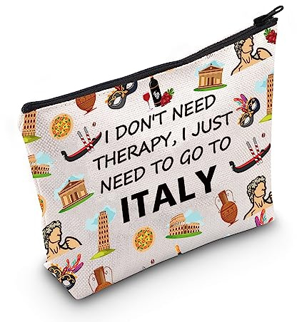 Italy Gift Italy Travel Makeup Bag Italy Trip Toiletry Bag for Traveler Italian Vacation Gift Italy Lovers Gift (Therapy Italy)