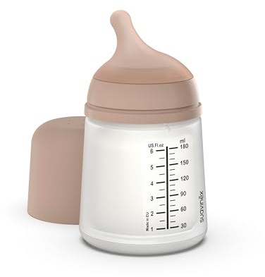 Suavinex, Biberon Anti Colique Zero Zero, avec Tétine Spécial Allaitement (A), pour Bébés +0 Mois, Biberon Nouveau-né, Idéal pour l'Allaitement Mixte, Tétine Imitant le Sein, 180 ml, Medium