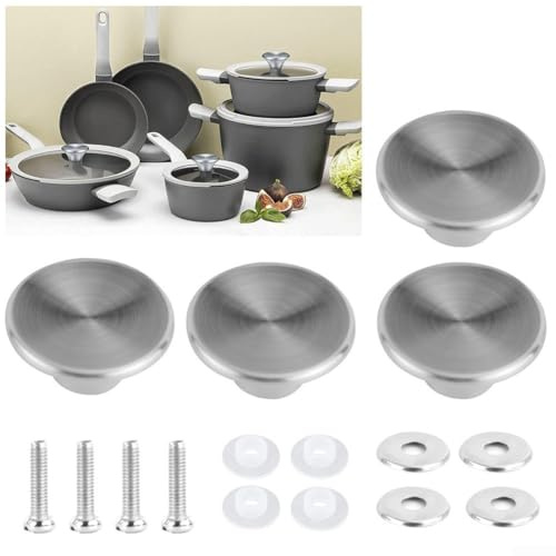 4 Pcs Pot Lid Knob, Kitchen Oven Knob Stainless Steel Pot Pan Lid Cover Handle Replacement Kit