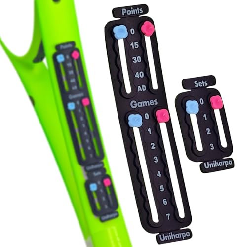 Uniharpa Tragbarer Tennisschläger und Padel-Scorekeeper, leicht zu montierende kleine Punkteplatte, um Punkte, Spiele und Sätze zu halten, leichter Mini-Punktehalter, 1,9 g
