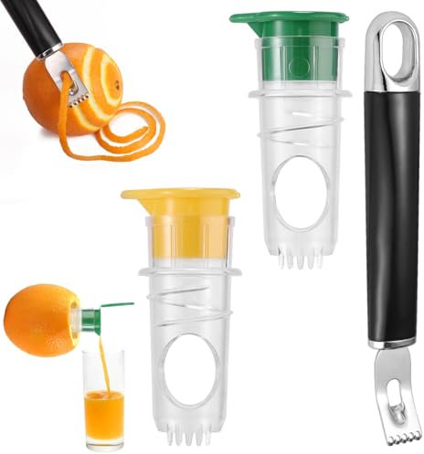 Lyreh 2pz Mini Spremilimoni e Sbucciatore, Nuovo Spremilimoni Tappo Vite Sbucciatore Agrumi Senza Sforzo Pratico Accessorio Cucina per Lime Arancia Pompelmo Melograno