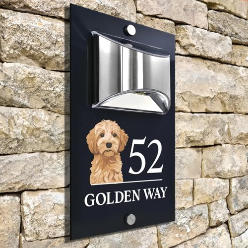 Letrero De Número De Casa Personalizado Con Luz Solar, Placa De Puerta Iluminada Personalizada Con Foto, Letrero De Dirección Exterior Impermeable(15 * 28cm)