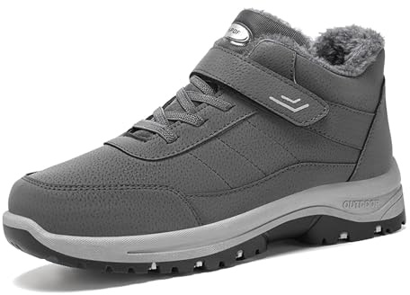 Zapatos de invierno para hombre Ocio Temporada Fría Nieve Acolchado Botas Altas Zapatos Transpirables Moda Para Estudiantes Adolescentes, gris, 41 EU
