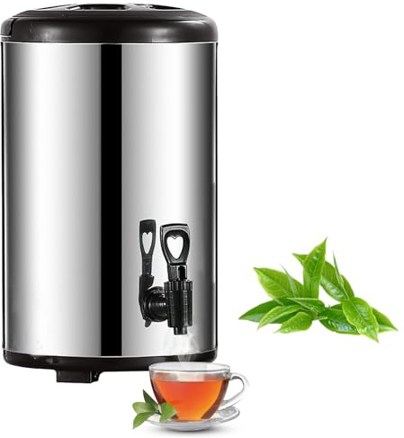 8L Stainless Steel Beverage Dispenser,Commercial Coffee Urn,Hot Water Boiler,Double Walled Insulated Thermal Catering Urn with Spigot for Hot & Cold Drinks,Ideal for Parties,Office & Catering
