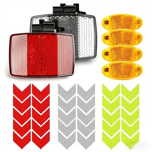 Mornly 36 reflectores para radios de Bicicleta, reflectores Delanteros y Traseros para Bicicleta, Ojos de Gato para Bicicleta Infantil, Adhesivos Reflectantes，36 reflectores para radios de Bicicleta