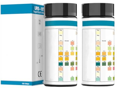 200 Pièces Bandelette Urinaire Bandelettes Urinaires Test Urinaire Thc 10-en-1 pour Autotest et Mesure Professionnelle de Cétones, Glucose, Valeur pH