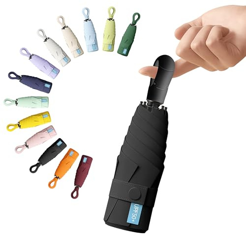 BoomCelocity Parapluie Compact de Voyage – Boucle en anneau Mini Parapluie 6 Nervures, Ultra Léger et Résistant, Idéal pour Hommes et Femmes, se Range Facilement dans un Sac