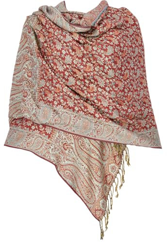 GURU SHOP Indischer Schal, Stola mit Paisley Muster, Schultertuch - Motiv 8, Herren/Damen, Synthetisch