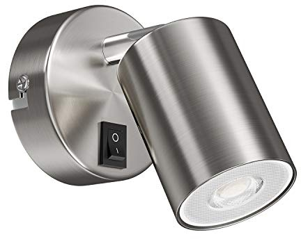 ledscom.de Wall spot WAIKA, Single Light, with Switch, GU10, Chrome matt, incl. GU10 LED lamp (Warm White, 5,473W, 468lm, 30°)