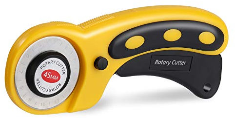 MaoXinTek Cutter Rotatif, 45mm Lames Rotatives Acier Durable SKS-7 Couteau Rotatif Lames et Verrou de Sécurité, Découpe Précise pour Couture Patchwork Cuir Tissu Papier