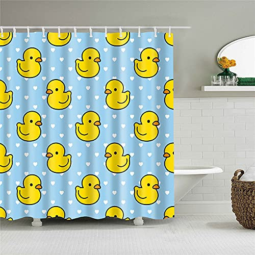 Himlaya Duschvorhänge Badevorhang mit 12 Haken, Waschbar Badvorhänge aus Polyester Duschvorhang Badezimmer (Gelbe Ente,180x200cm)