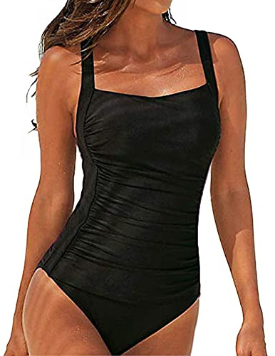 Maillots de Bain Une pour Femme Col en Maillots de Bain 1 Pièce Gainant Ventre Plat Col en Sexy Maillots Une Pièce Push Up Maillot de Bain Amincissant Swimsuit Rembourré Réglable Swimwear