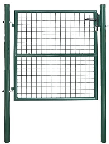 Jopassy Porte de jardin 100 x 100 cm (L x H) - Vert - Portail de clôture - Portail de cour avec poignée - Serrure et 3 clés - Portail de jardin - Porte d'entrée - Porte de cour