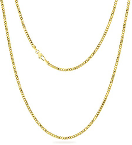 KRKC&CO 3mm Kette Damen, Herren Edelstahl Panzerkette mit Diamantschliff, 14K Gold Vergoldet Cuban Link Chains, Geschenke für Frauen Mädchen Männer Jungs, [Länge 55,9cm]