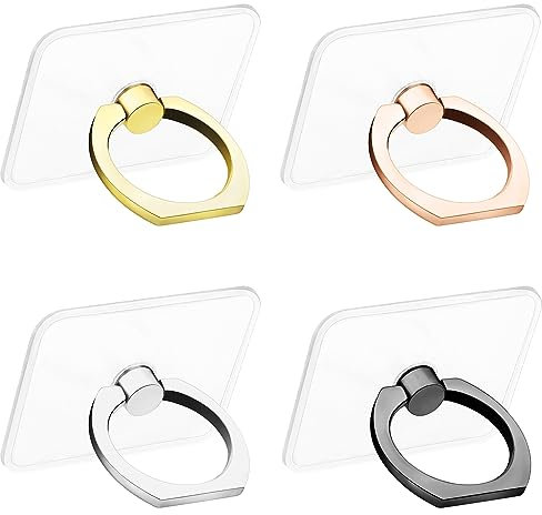 WLLHYF Soporte de anillo para teléfono celular, 4 piezas de rotación de 360 grados, anillo transparente universal para teléfono celular, soporte de anillo, accesorios para teléfono celular de oficina