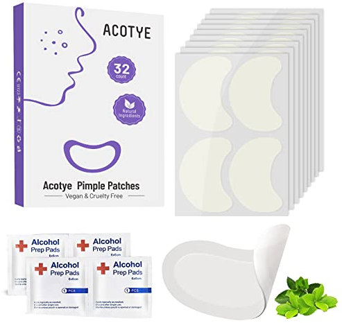 ACOTYE Spot Patches 32pcs Large Pimple Patches with Tea Tree Oil, Salicylic Acid and Niacinamide, for Large Hydrocolloid Acne pimples on Chin, Cheeks, back (purple, M)