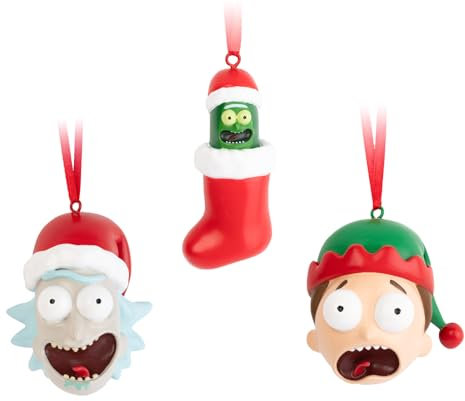Grupo Erik Christbaumschmuck Figuren Set Rick & Morty - 3 Weihnachtsanhänger Weihnachtsbaum Schmuck - Tannenbaumschmuck Figuren Offizielles Rick and Morty Merchandise