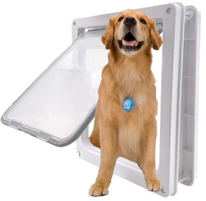 Grestorm Large Dog Door, Magnetic Door for Pets up to 100 lb, 16.9 × 13.9 Doggie Door, Suitable for Interior & Exterior Doors
